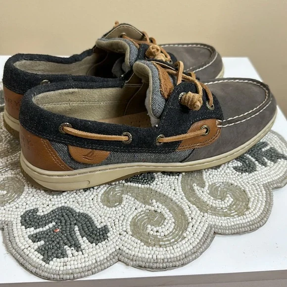Grey tan and navy blue sperrys pro -sider - Picture 5 of 9